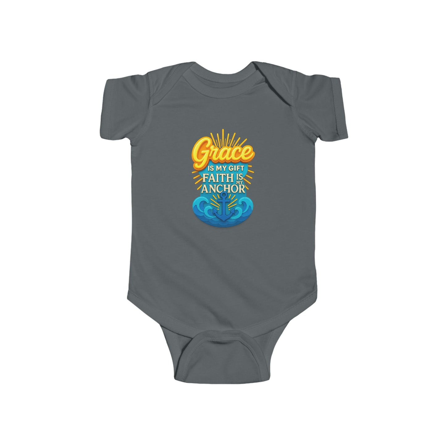 Baby Bodysuit • "Grace is My Gift, Faith is My Anchor" Christian Baby Onesie