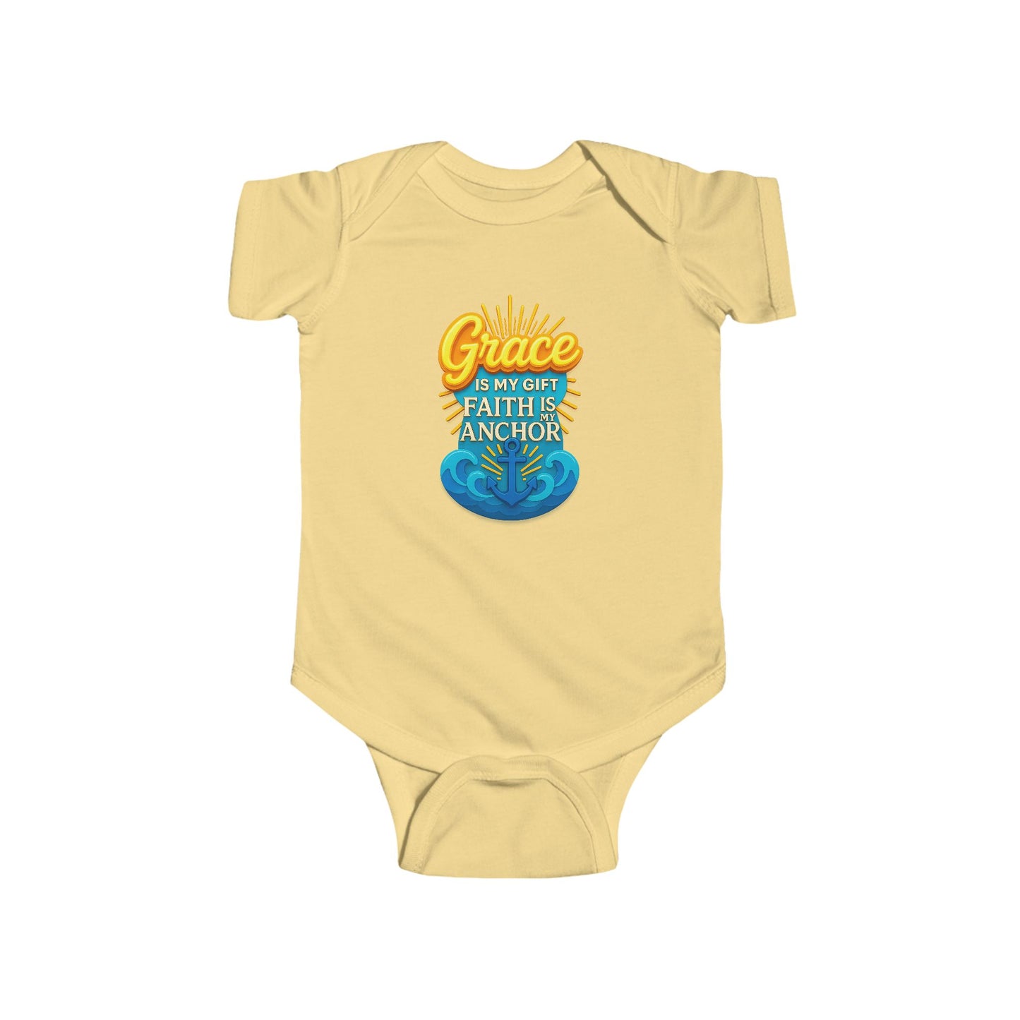 Baby Bodysuit • "Grace is My Gift, Faith is My Anchor" Christian Baby Onesie