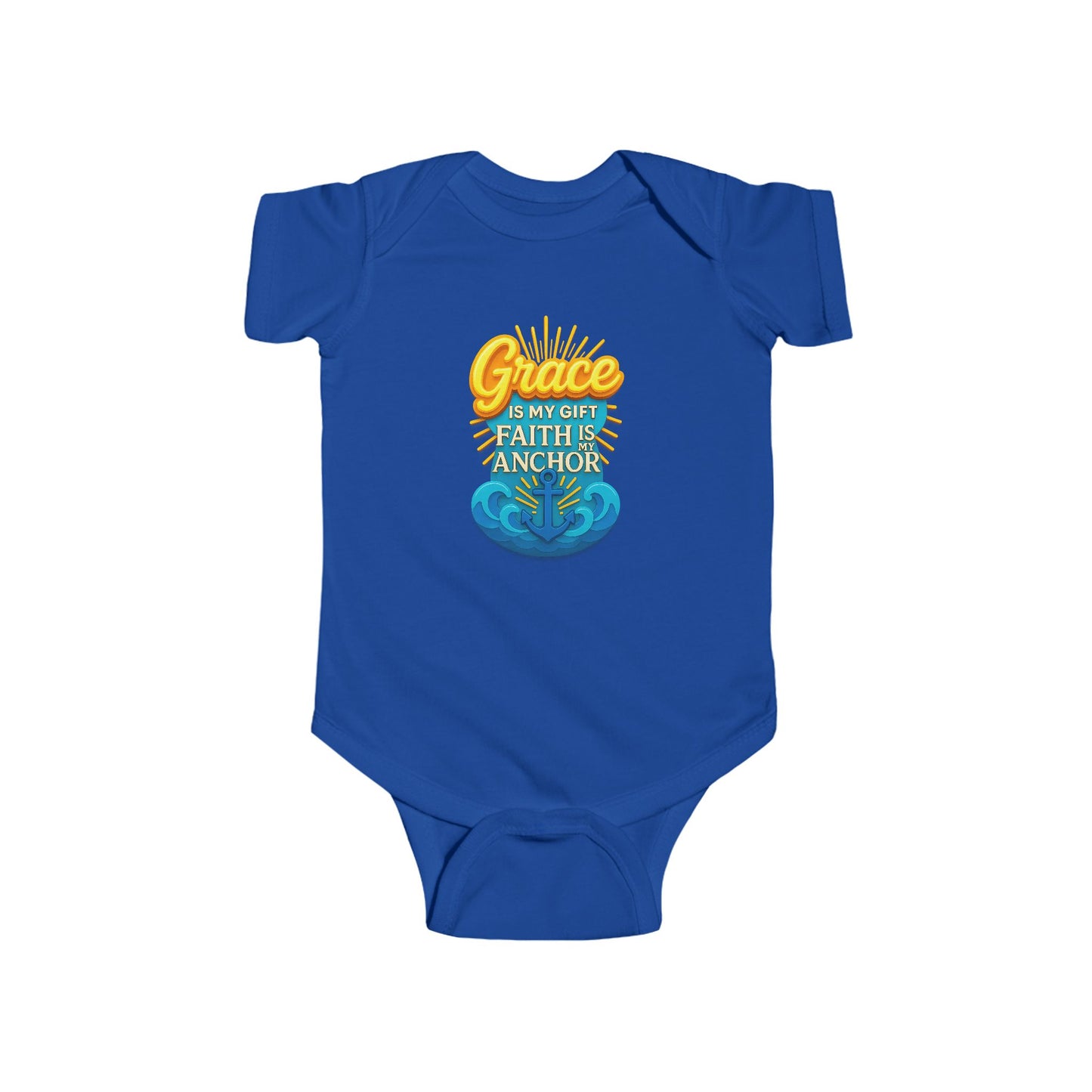Baby Bodysuit • "Grace is My Gift, Faith is My Anchor" Christian Baby Onesie