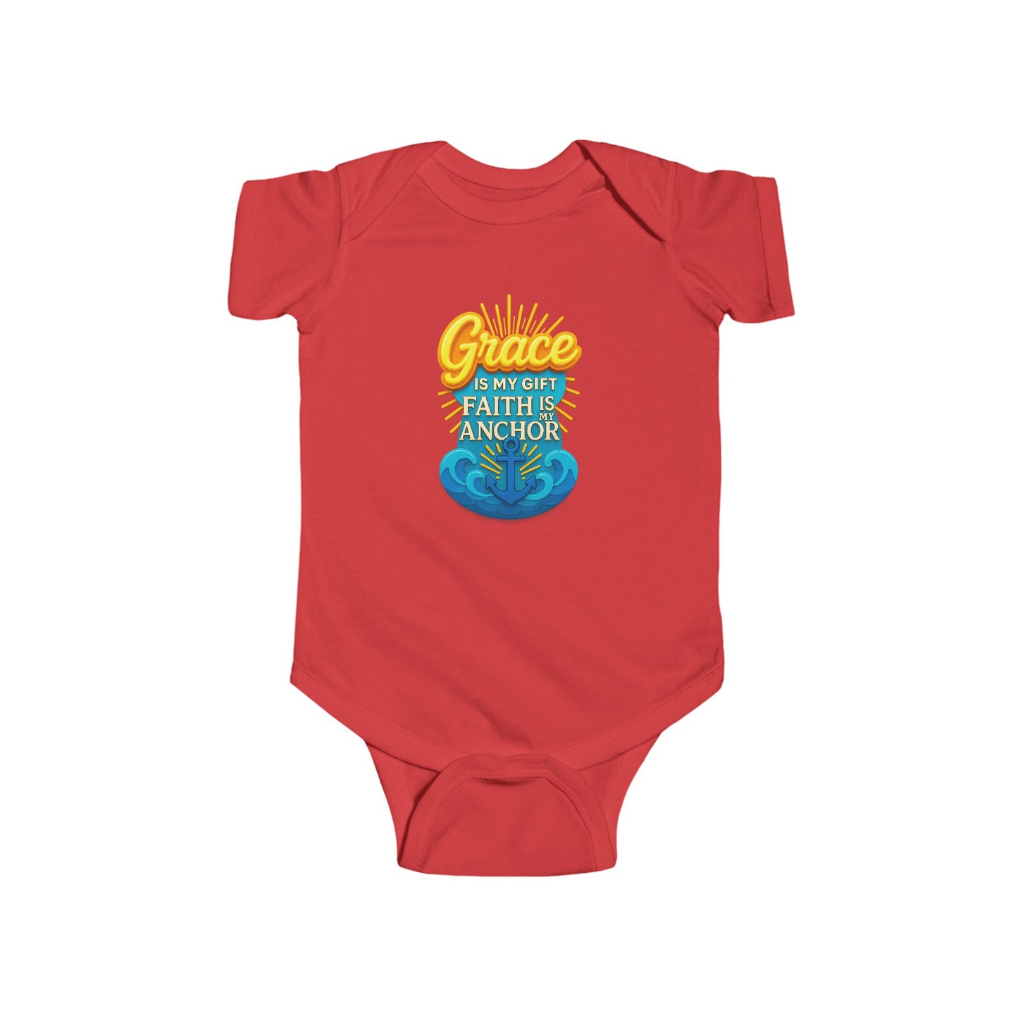 Baby Bodysuit • "Grace is My Gift, Faith is My Anchor" Christian Baby Onesie