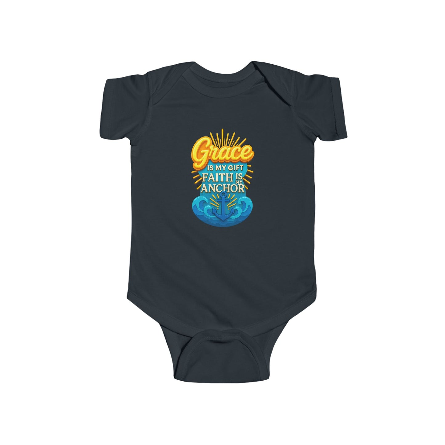 Baby Bodysuit • "Grace is My Gift, Faith is My Anchor" Christian Baby Onesie