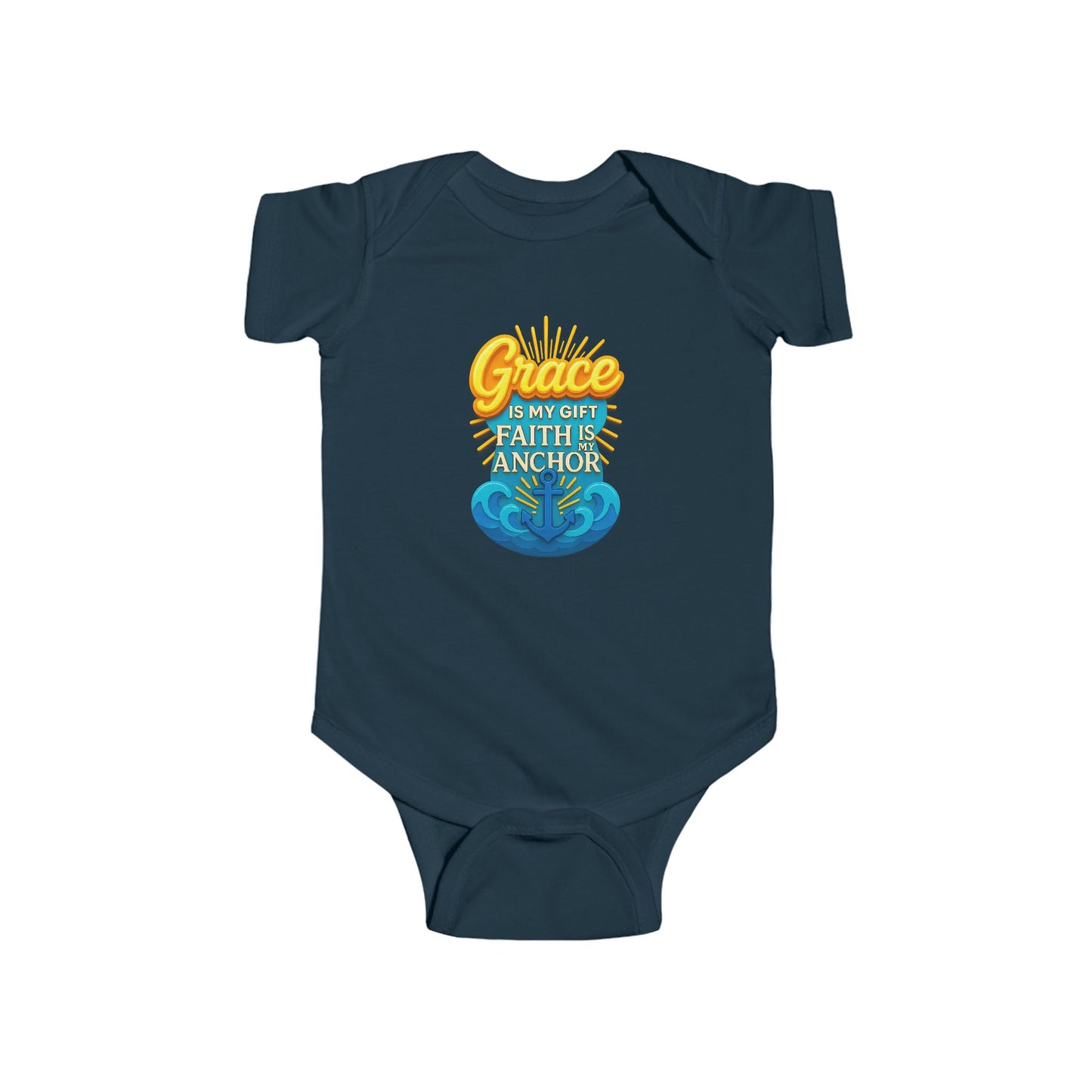 Baby Bodysuit • "Grace is My Gift, Faith is My Anchor" Christian Baby Onesie