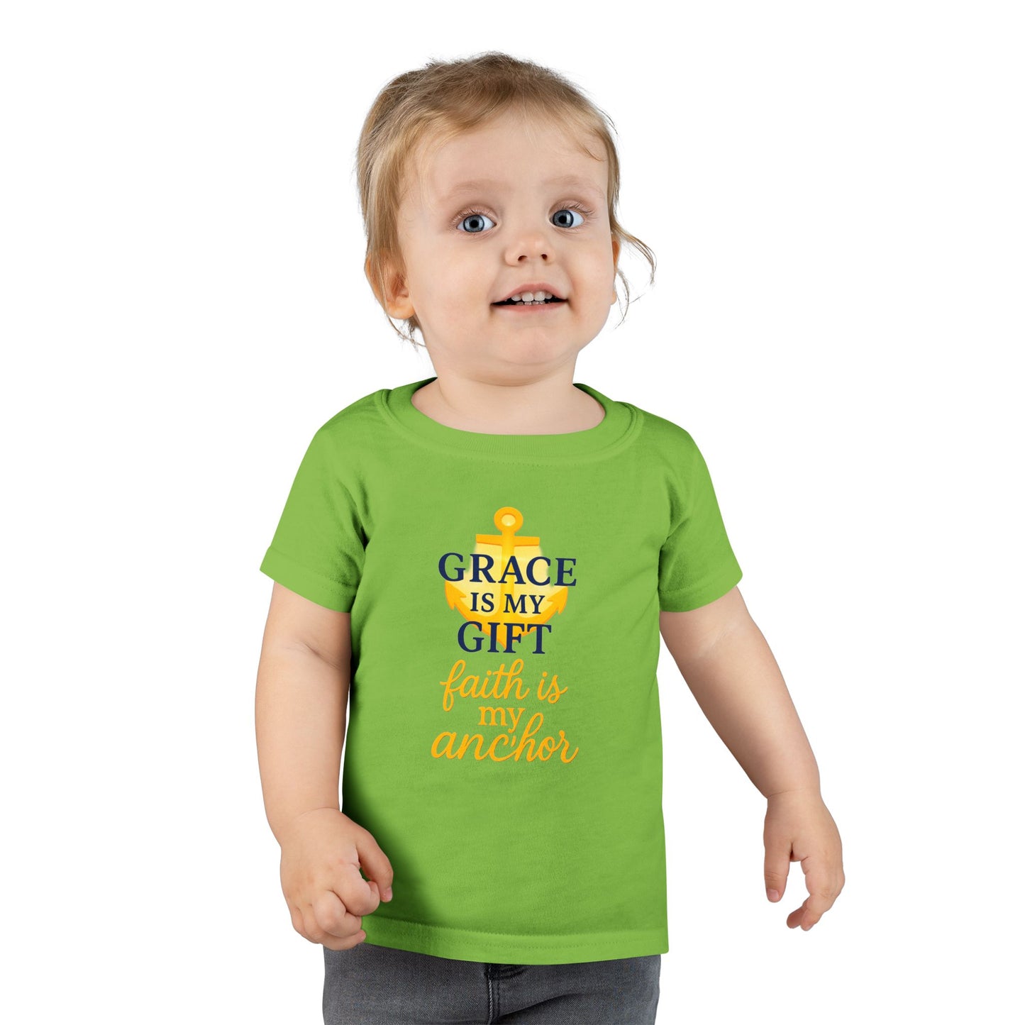 Toddler T-Shirt — "Grace Is My Gift, Faith Is My Anchor" Christian Anchor Graphic