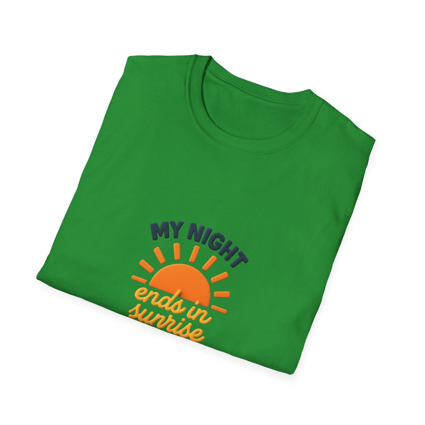 My Night Ends in Sunrise T-Shirt – Inspirational Unisex Softstyle® Tee for Hope, Comfort & Everyday Wear