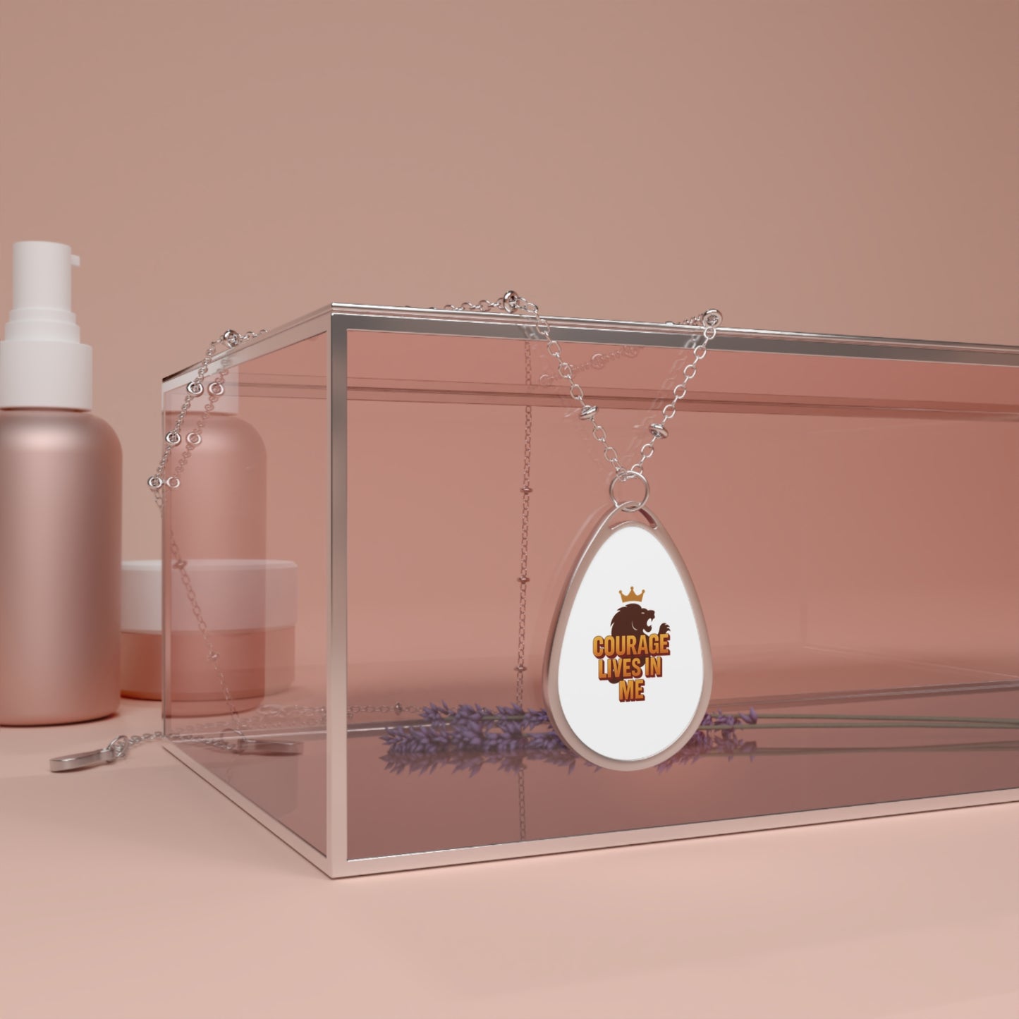 Oval Necklace - Inspirational Courage Lives In Me
