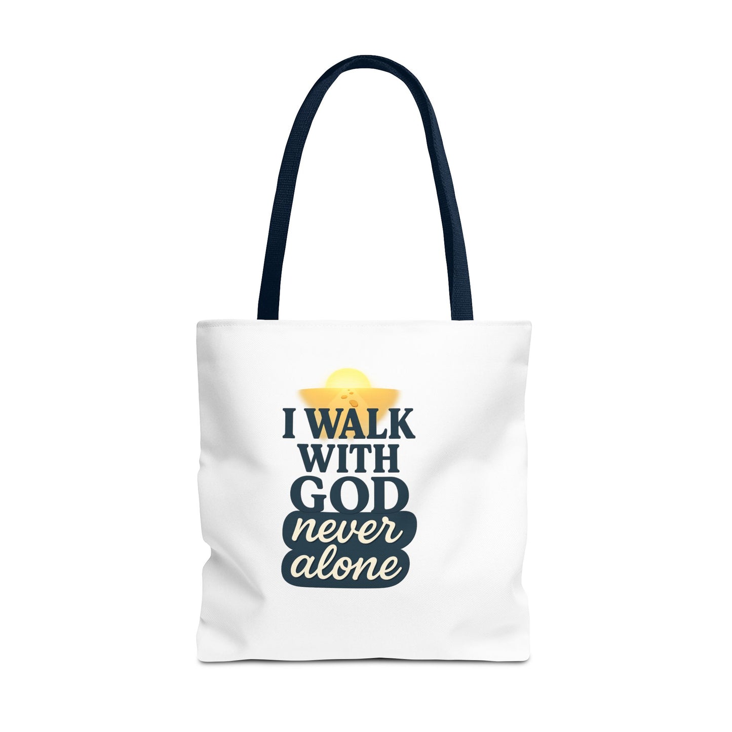 Inspirational Tote Bag - I Walk with God Never Alone, Faith Gift, Motivational Bag, Scripture Tote, Church Accessory, Christian Merchandise