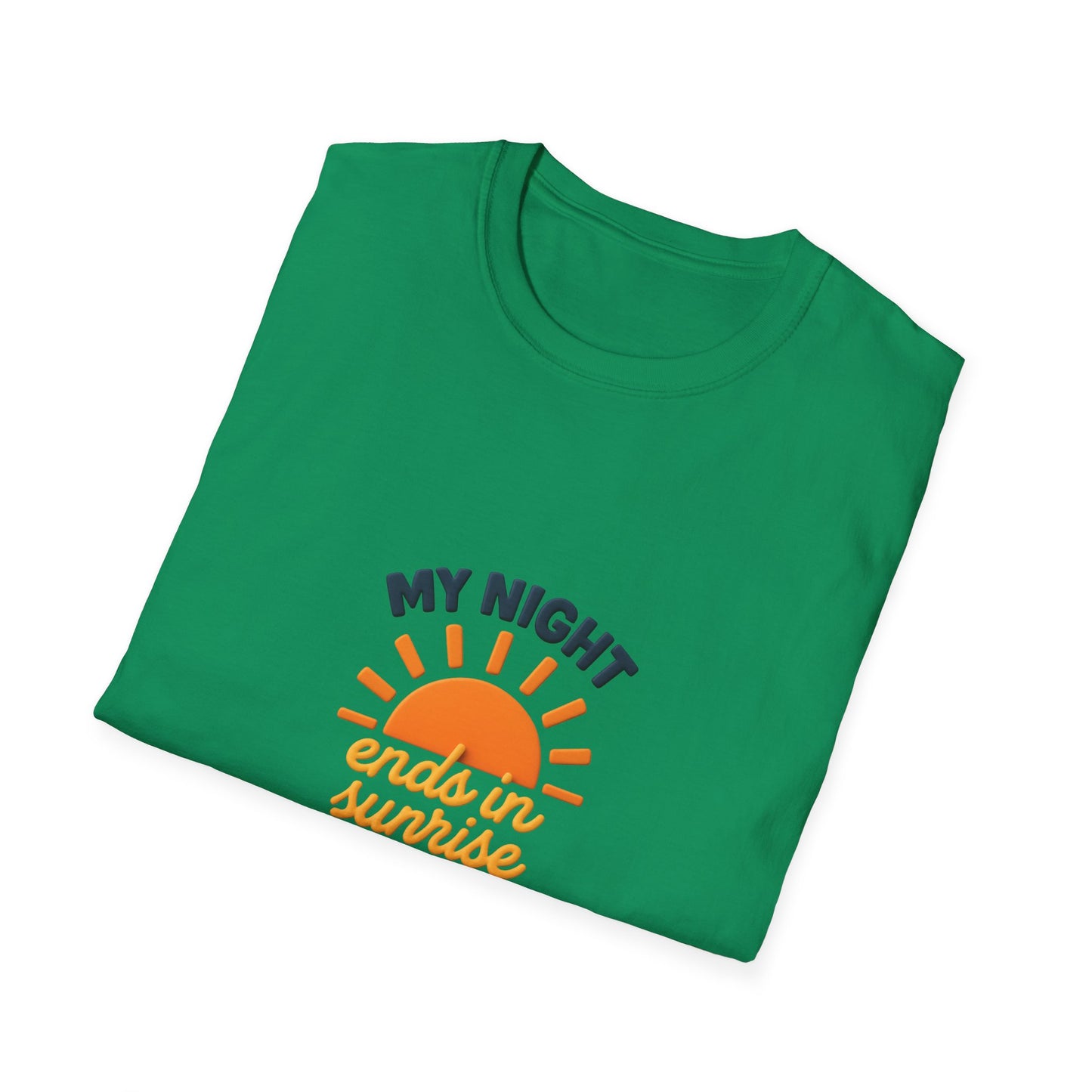 My Night Ends in Sunrise T-Shirt – Inspirational Unisex Softstyle® Tee for Hope, Comfort & Everyday Wear