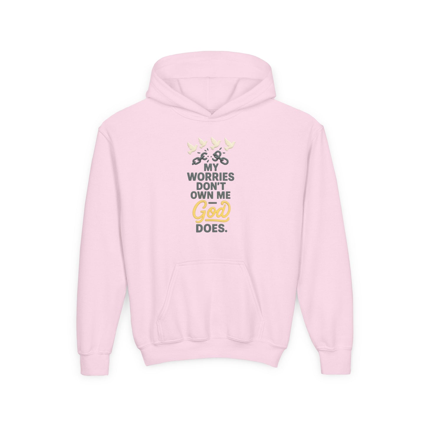 Inspirational Youth Hoodie – My Worries Don’t Own Me, God Does | Faith-Based Sweatshirt