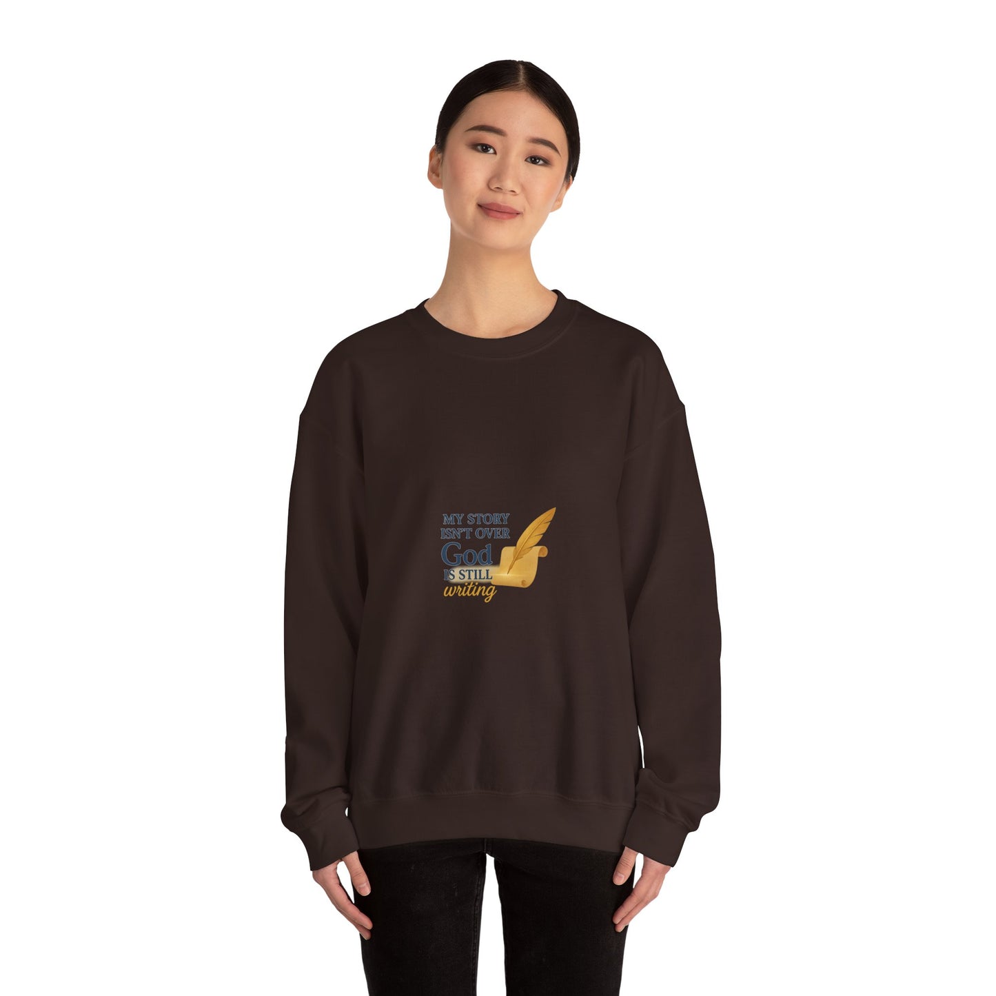 Inspirational Crewneck Sweatshirt, Comfort Apparel, Faith-Based Gift, Cozy Layer, My Story Isn’t Over Sweatshirt