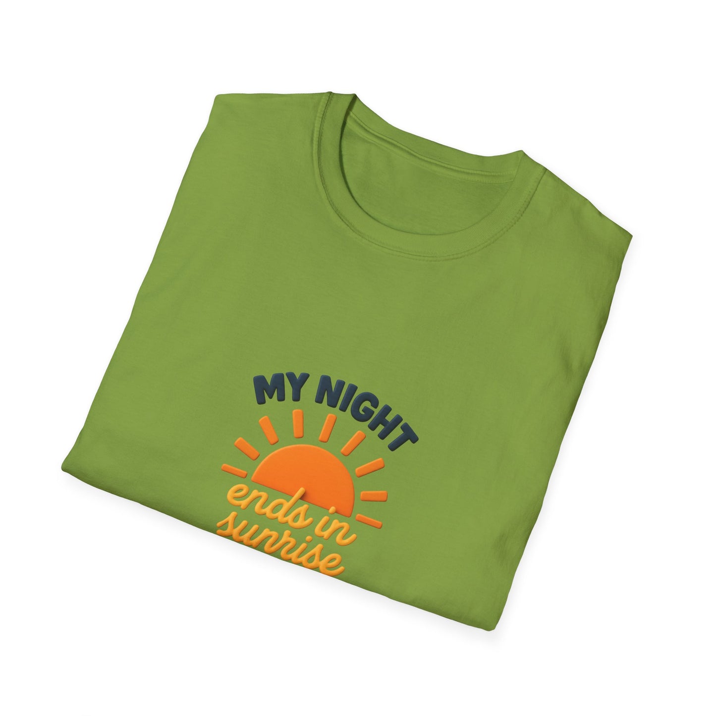 My Night Ends in Sunrise T-Shirt – Inspirational Unisex Softstyle® Tee for Hope, Comfort & Everyday Wear