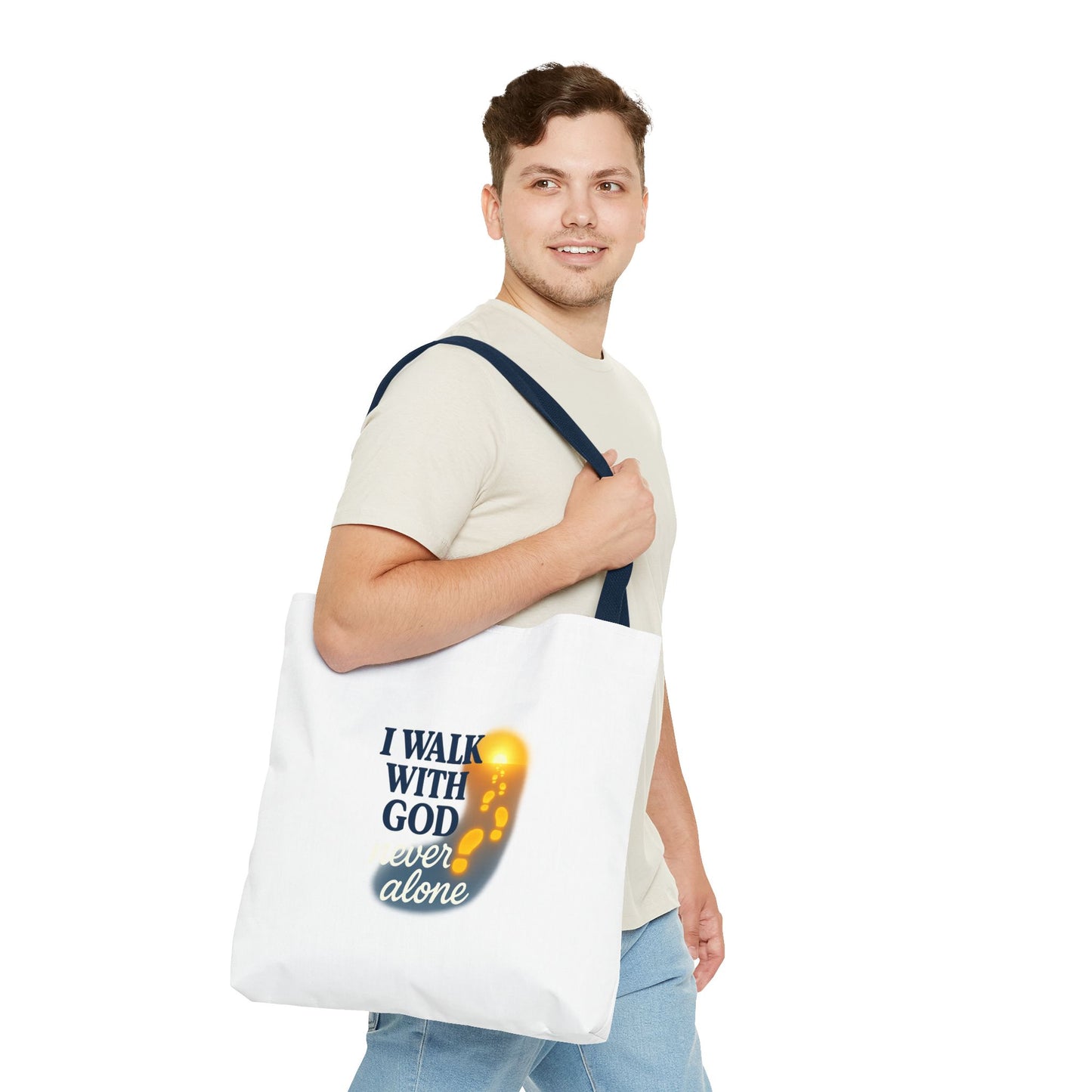 Inspirational Tote Bag - I Walk With God, Faithful Gift, Religious Accessory, Everyday Use, Church Bag
