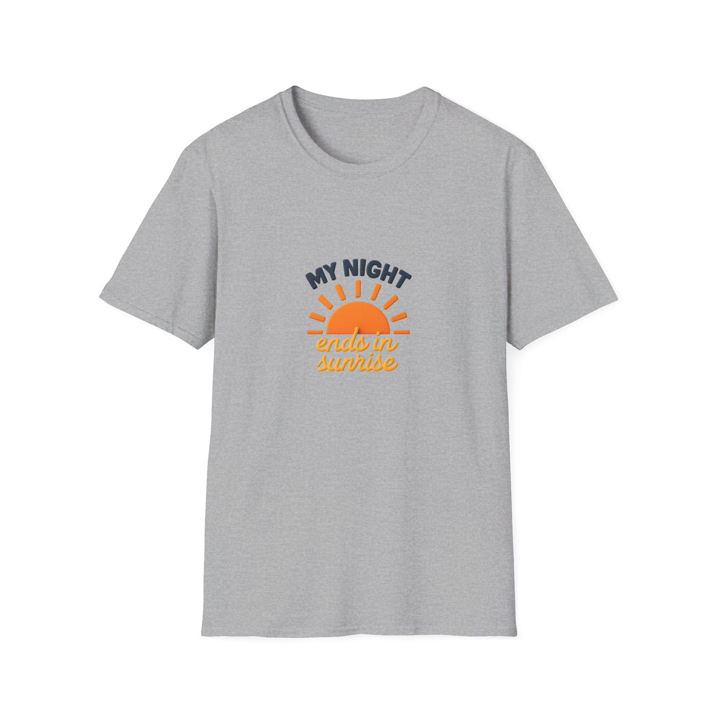My Night Ends in Sunrise T-Shirt – Inspirational Unisex Softstyle® Tee for Hope, Comfort & Everyday Wear