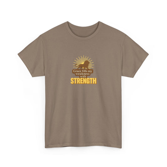 Grace Fills My Weakness with Strength – Inspirational Unisex Heavy Cotton Tee