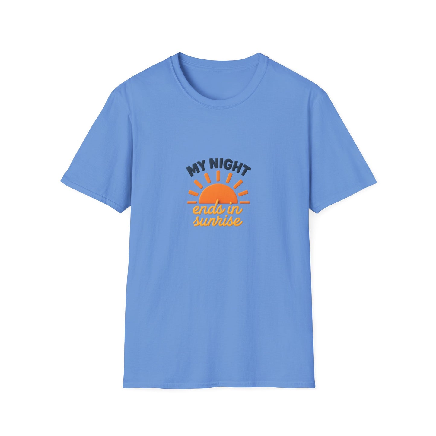 My Night Ends in Sunrise T-Shirt – Inspirational Unisex Softstyle® Tee for Hope, Comfort & Everyday Wear