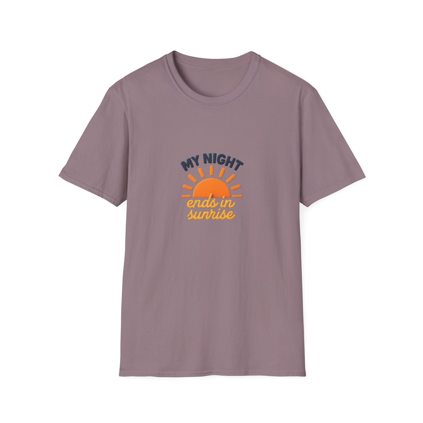 My Night Ends in Sunrise T-Shirt – Inspirational Unisex Softstyle® Tee for Hope, Comfort & Everyday Wear