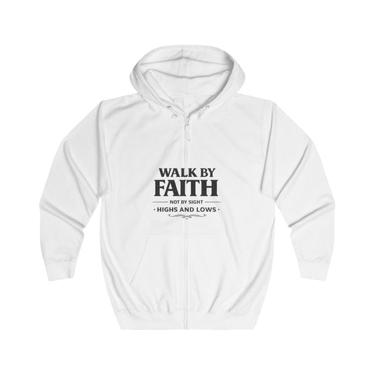 Walk by Faith Zip Hoodie — Christian Inspirational Full-Zip Hoodie