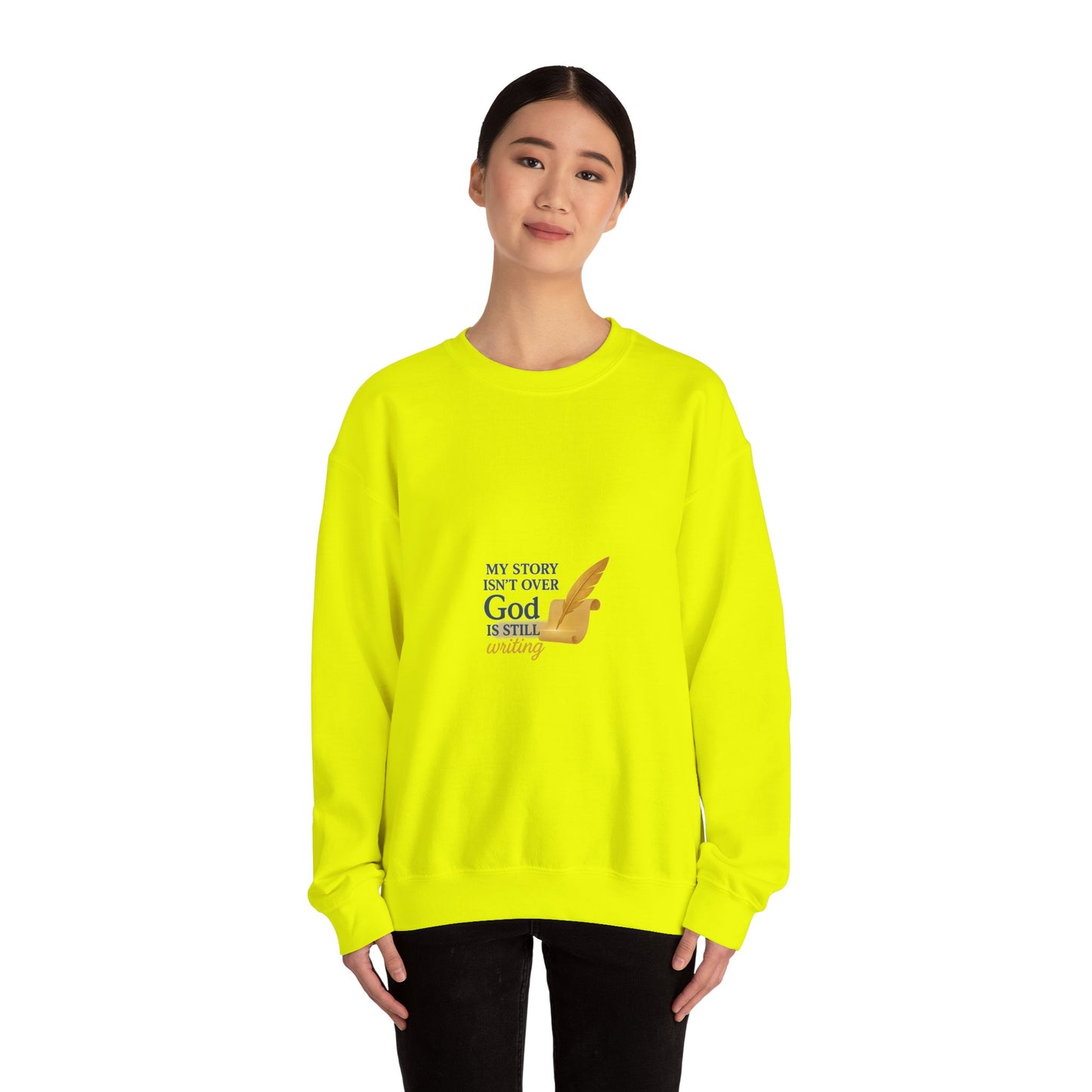 Inspirational Crewneck Sweatshirt, Comfort Apparel, Faith-Based Gift, Cozy Layer, My Story Isn’t Over Sweatshirt