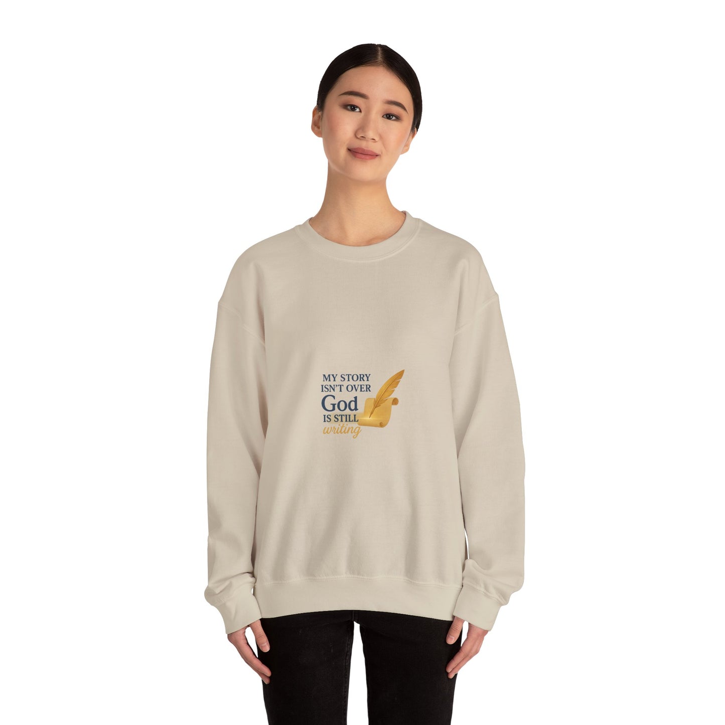 Inspirational Crewneck Sweatshirt, Comfort Apparel, Faith-Based Gift, Cozy Layer, My Story Isn’t Over Sweatshirt