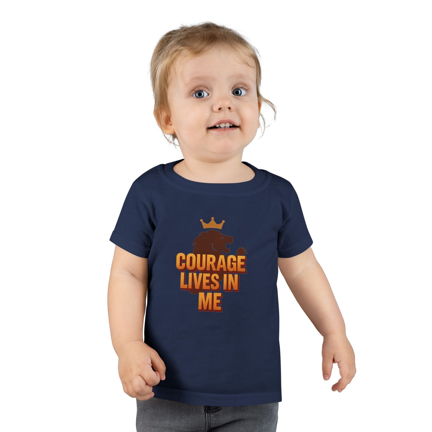 Toddler T-Shirt — "Courage Lives in Me" Lion Crown Graphic