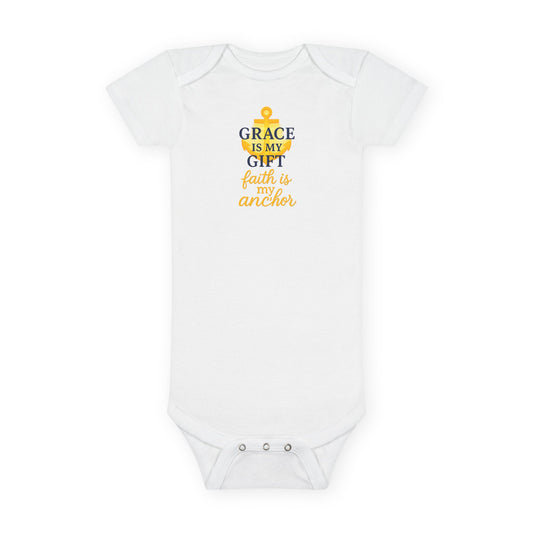 Baby Bodysuit "Grace Is My Gift - Faith Is My Anchor" Organic Cotton