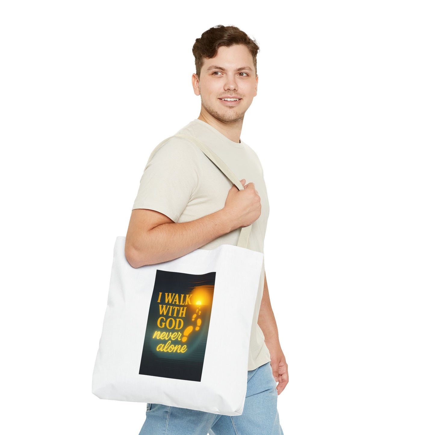 Inspiring God Walk Tote Bag, Motivational Quote Bag, Faith-Based Carryall, Gift for Believers, Christian Tote