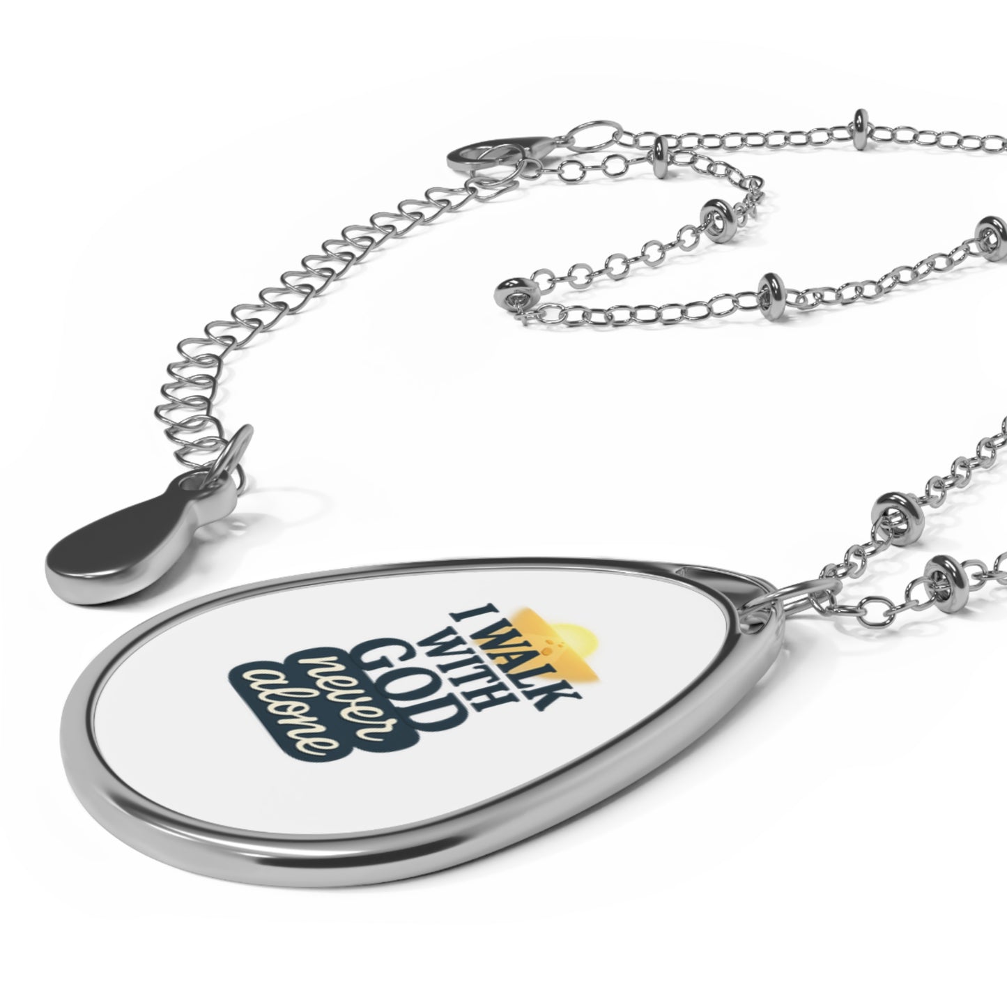 I Walk With God – Inspirational Oval Necklace