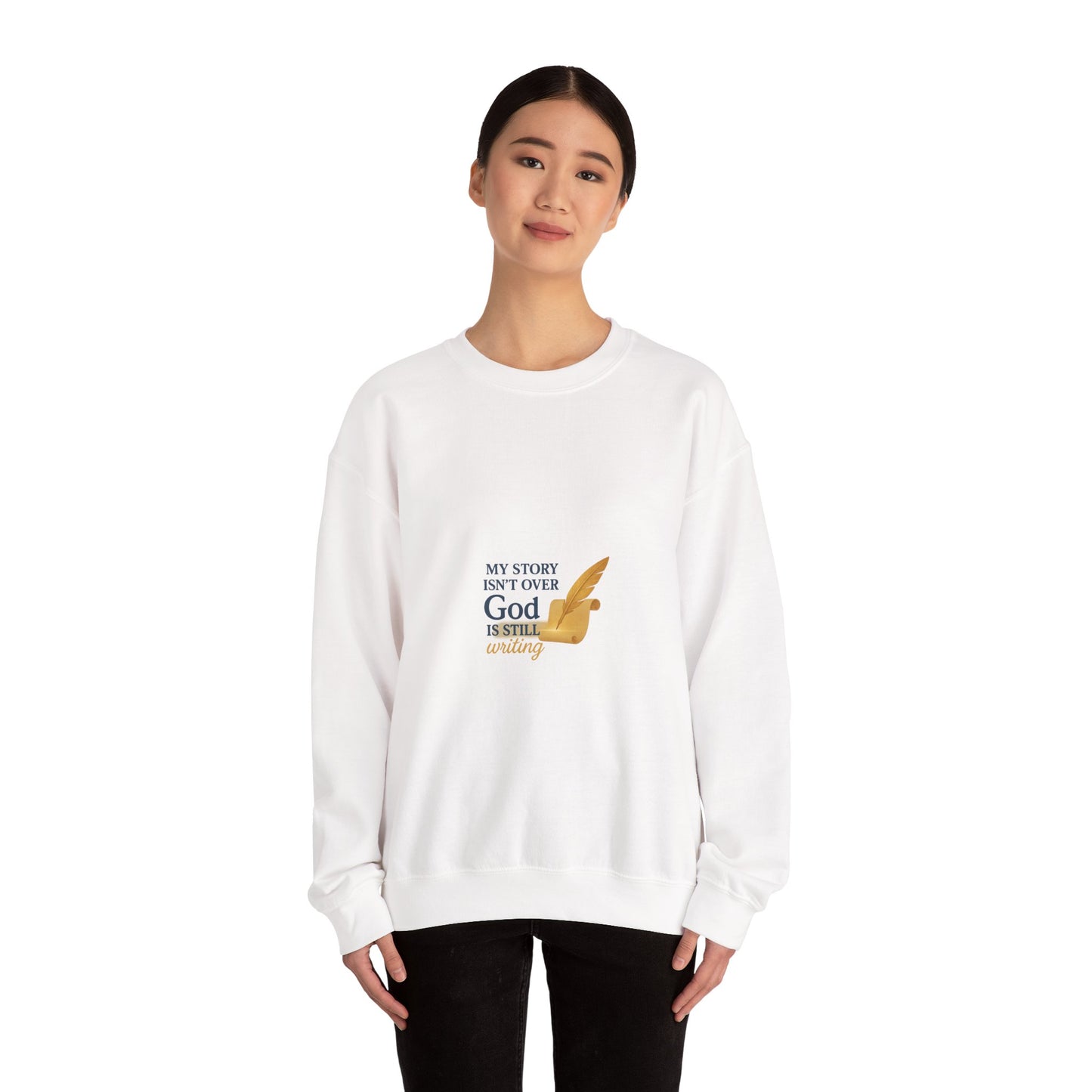 Inspirational Crewneck Sweatshirt, Comfort Apparel, Faith-Based Gift, Cozy Layer, My Story Isn’t Over Sweatshirt