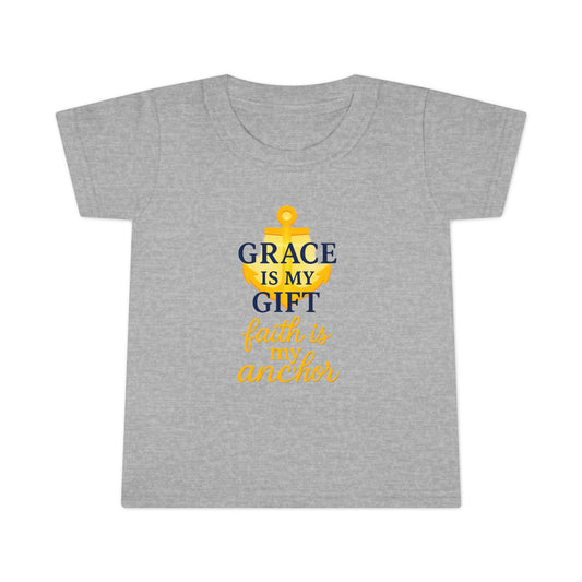 Toddler T-Shirt — "Grace Is My Gift, Faith Is My Anchor" Christian Anchor Graphic