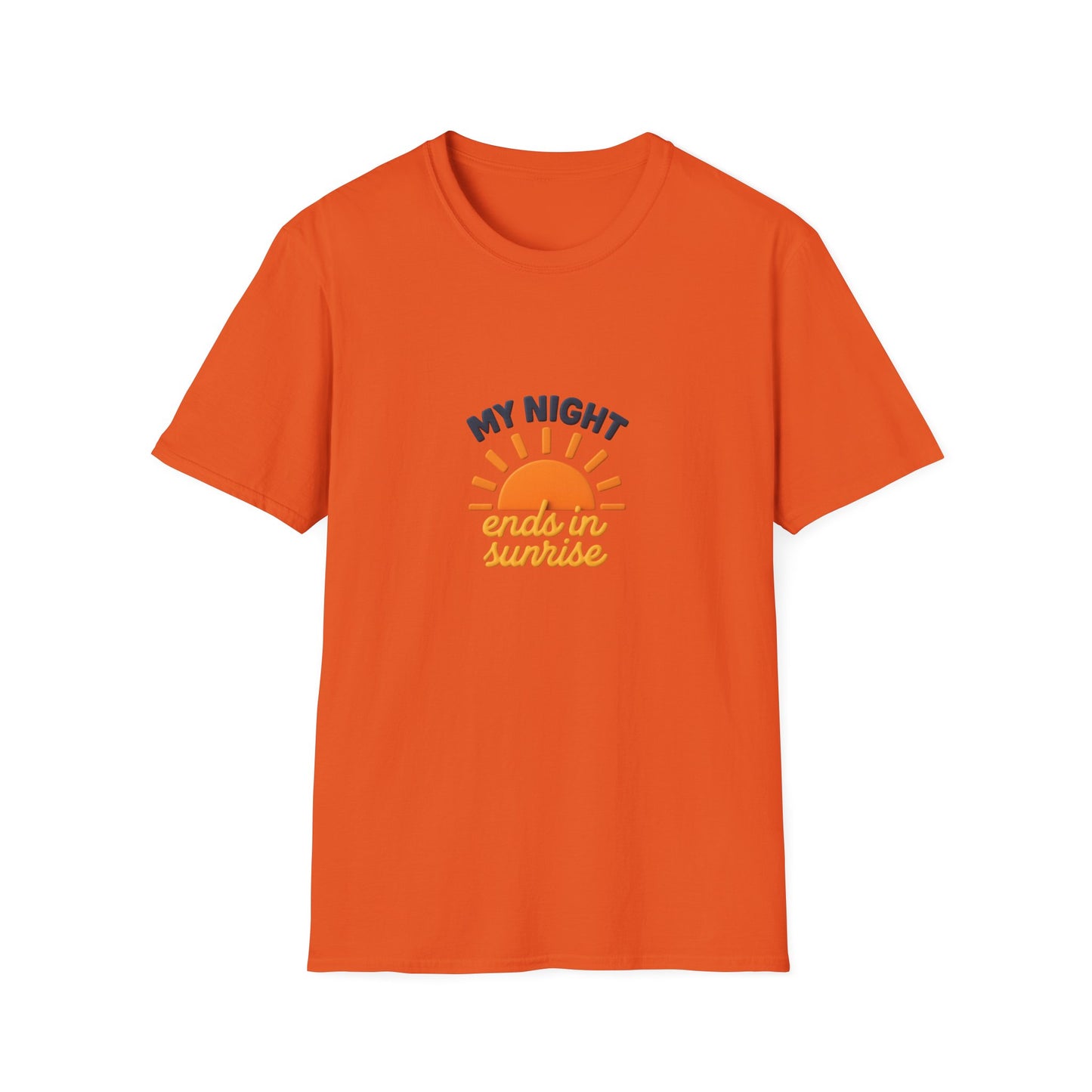 My Night Ends in Sunrise T-Shirt – Inspirational Unisex Softstyle® Tee for Hope, Comfort & Everyday Wear
