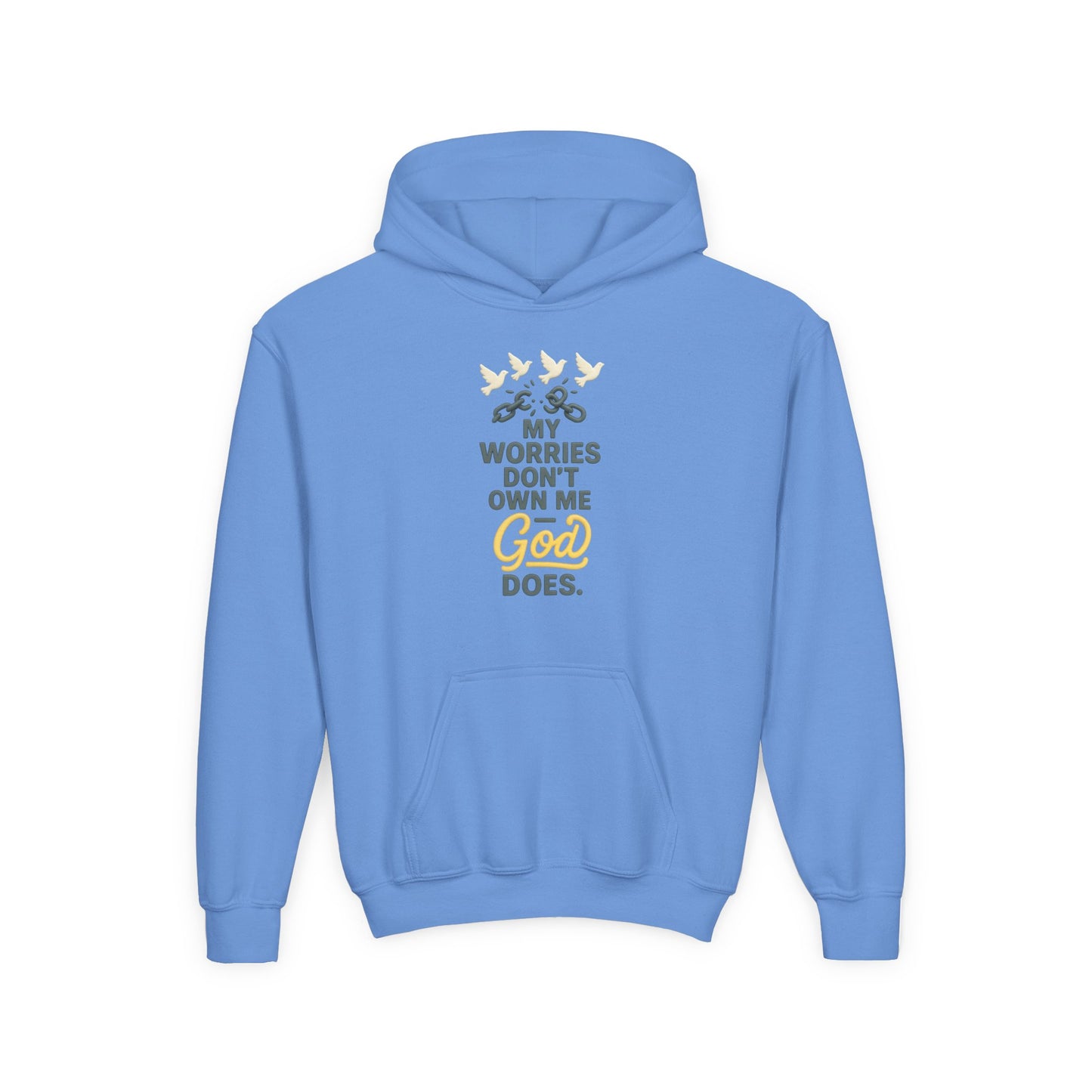 Inspirational Youth Hoodie – My Worries Don’t Own Me, God Does | Faith-Based Sweatshirt
