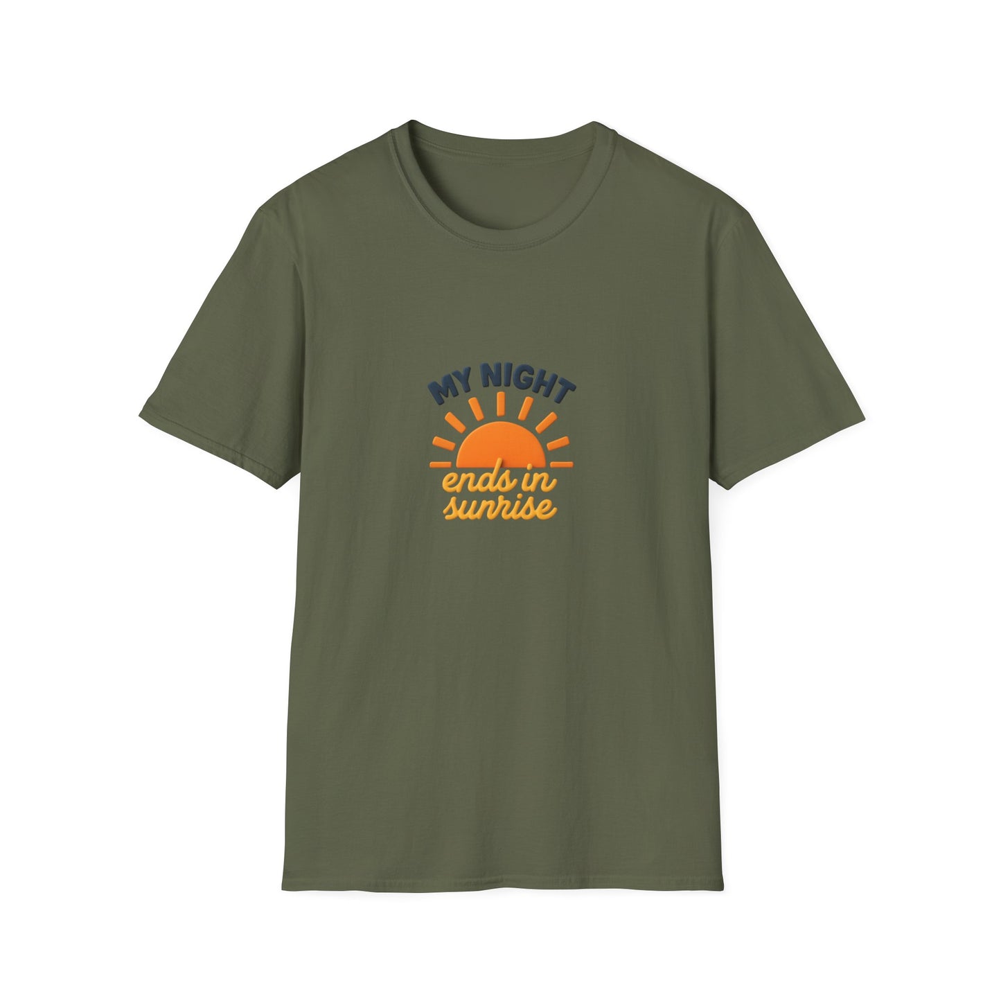 My Night Ends in Sunrise T-Shirt – Inspirational Unisex Softstyle® Tee for Hope, Comfort & Everyday Wear