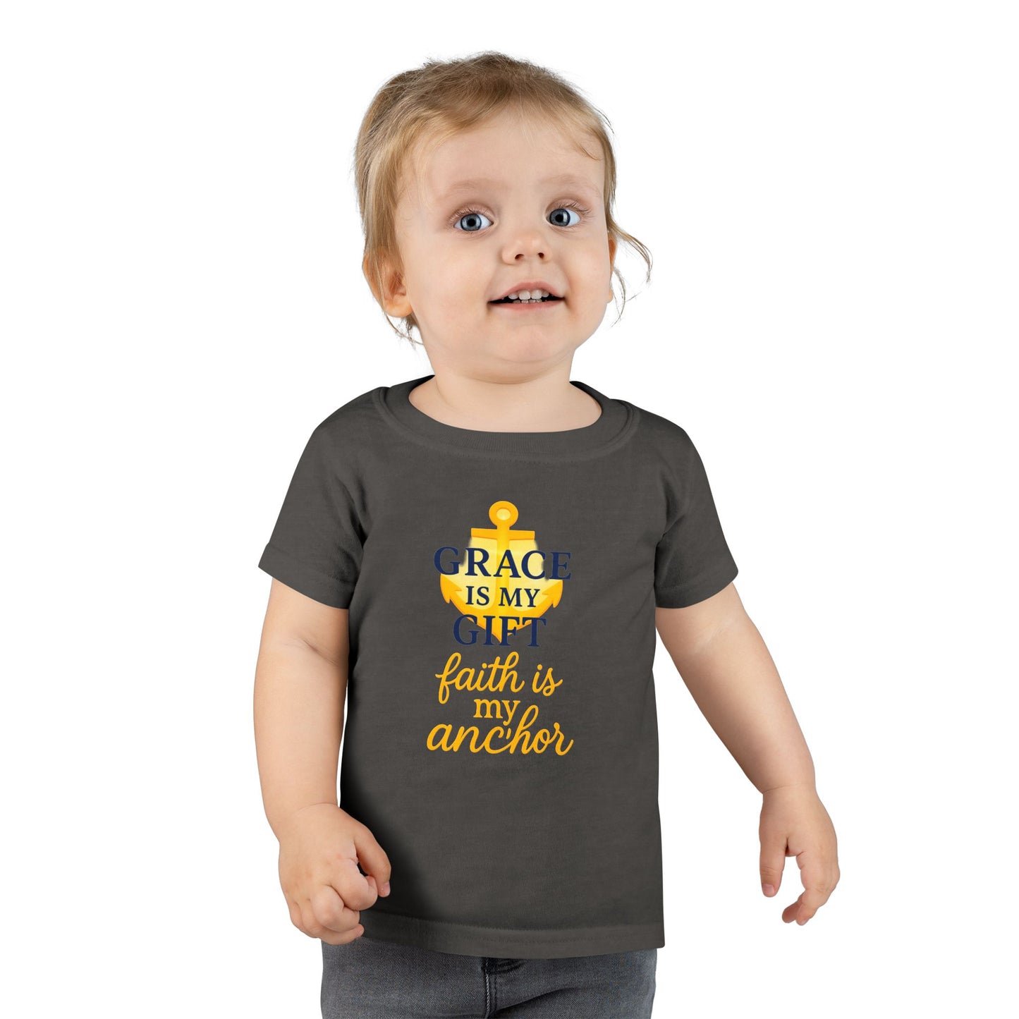 Toddler T-Shirt — "Grace Is My Gift, Faith Is My Anchor" Anchor Graphic