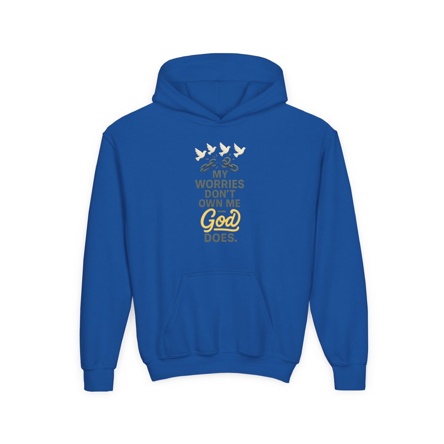 Inspirational Youth Hoodie – My Worries Don’t Own Me, God Does | Faith-Based Sweatshirt