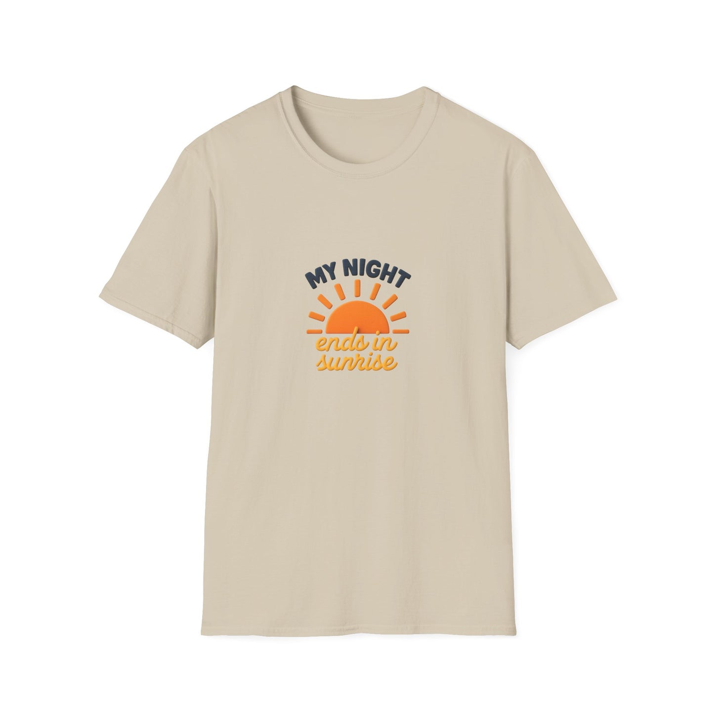 My Night Ends in Sunrise T-Shirt – Inspirational Unisex Softstyle® Tee for Hope, Comfort & Everyday Wear