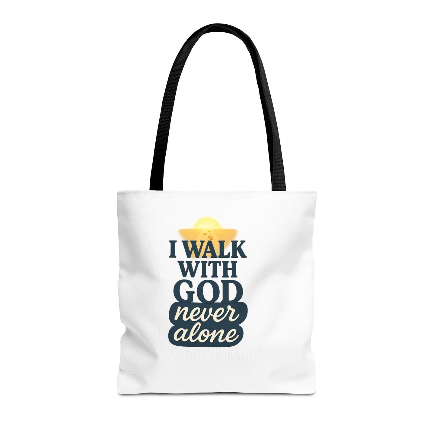 Inspirational Tote Bag - I Walk with God Never Alone, Faith Gift, Motivational Bag, Scripture Tote, Church Accessory, Christian Merchandise