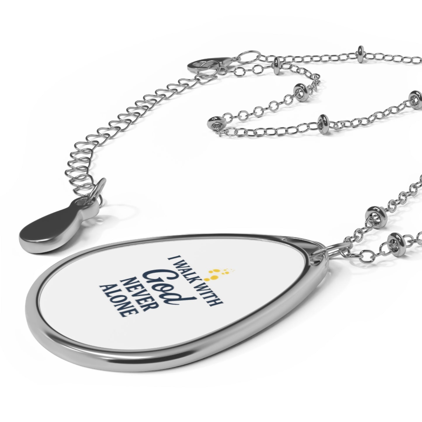 I Walk With God – Inspirational Oval Necklace