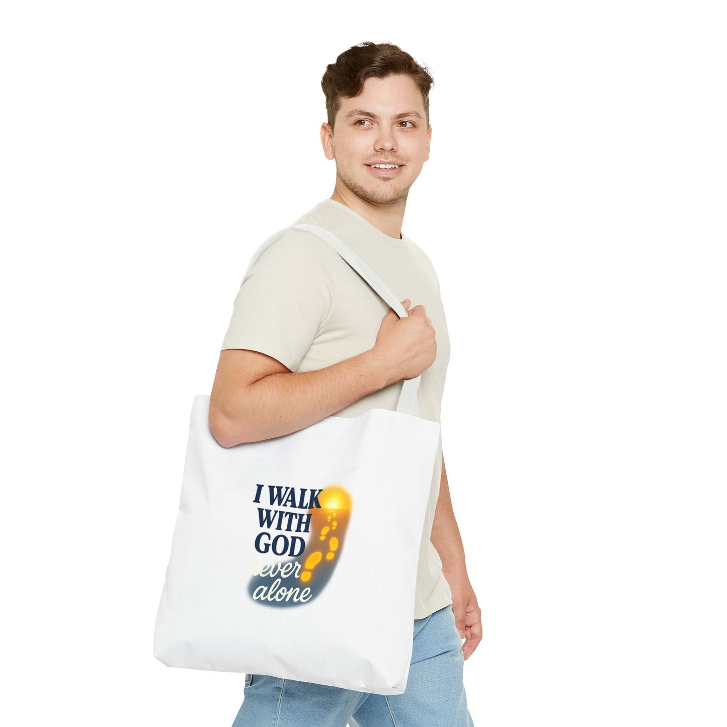 Inspirational Tote Bag - I Walk With God, Faithful Gift, Religious Accessory, Everyday Use, Church Bag