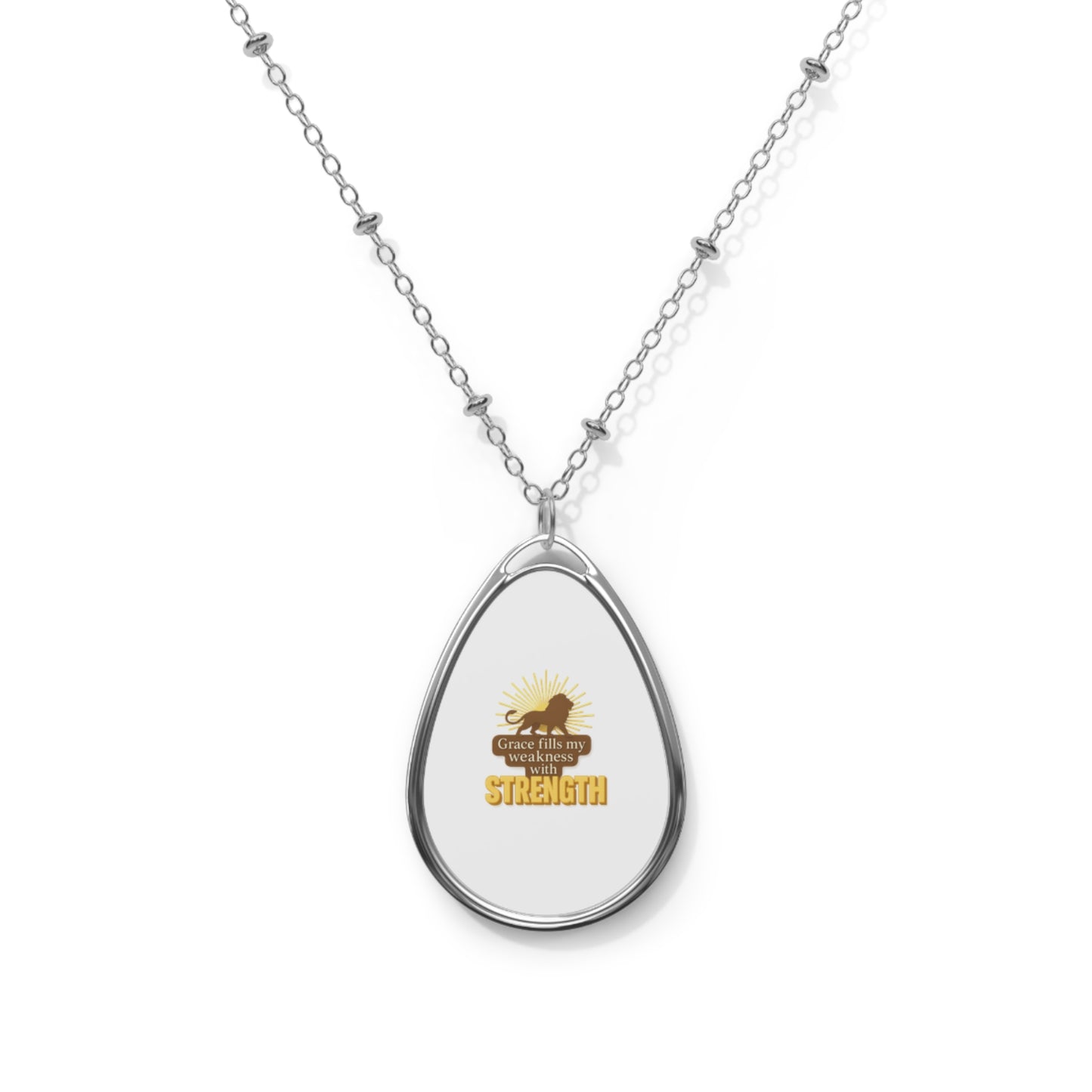 Courage Fills My Weakness – Inspirational Oval Pendant Necklace