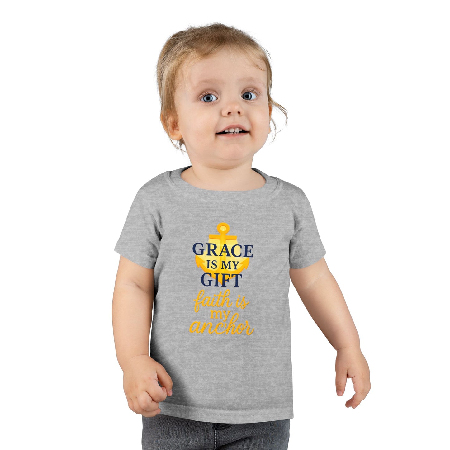 Toddler T-Shirt — "Grace Is My Gift, Faith Is My Anchor" Christian Anchor Graphic