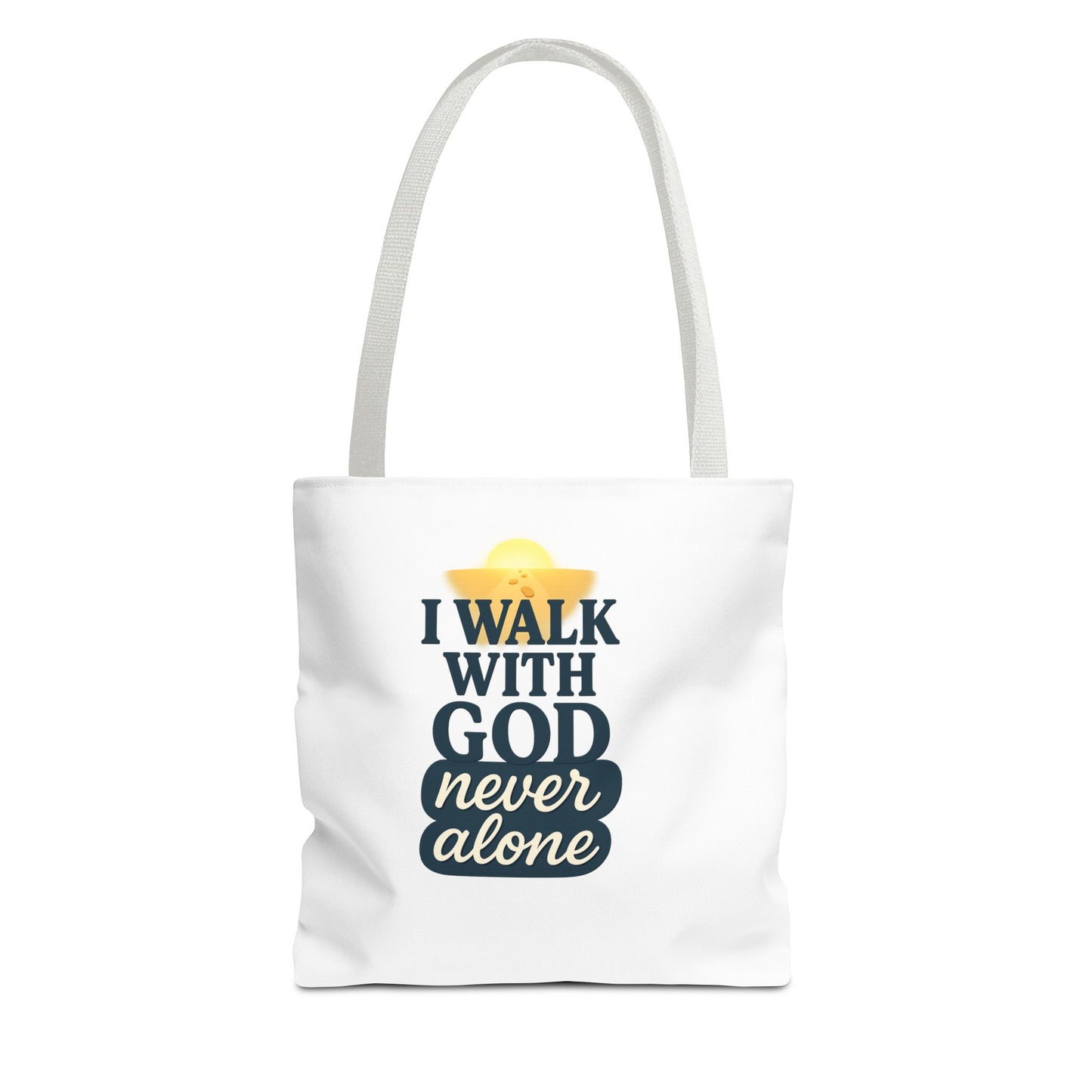 Inspirational Tote Bag - I Walk with God Never Alone, Faith Gift, Motivational Bag, Scripture Tote, Church Accessory, Christian Merchandise