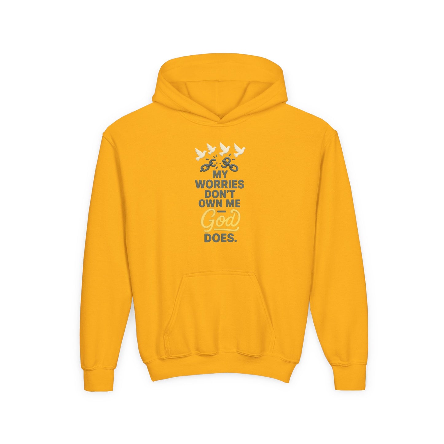 Inspirational Youth Hoodie – My Worries Don’t Own Me, God Does | Faith-Based Sweatshirt