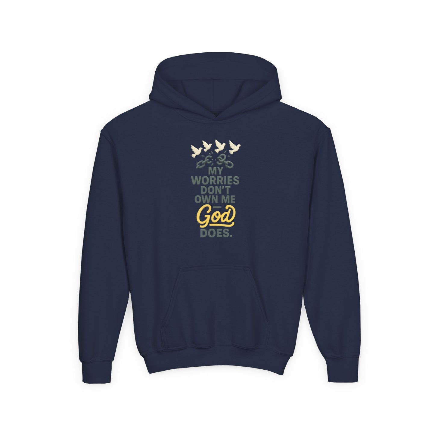 Inspirational Youth Hoodie – My Worries Don’t Own Me, God Does | Faith-Based Sweatshirt
