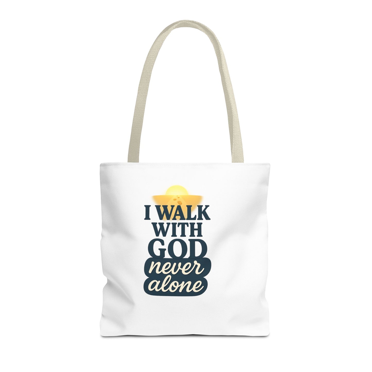 Inspirational Tote Bag - I Walk with God Never Alone, Faith Gift, Motivational Bag, Scripture Tote, Church Accessory, Christian Merchandise