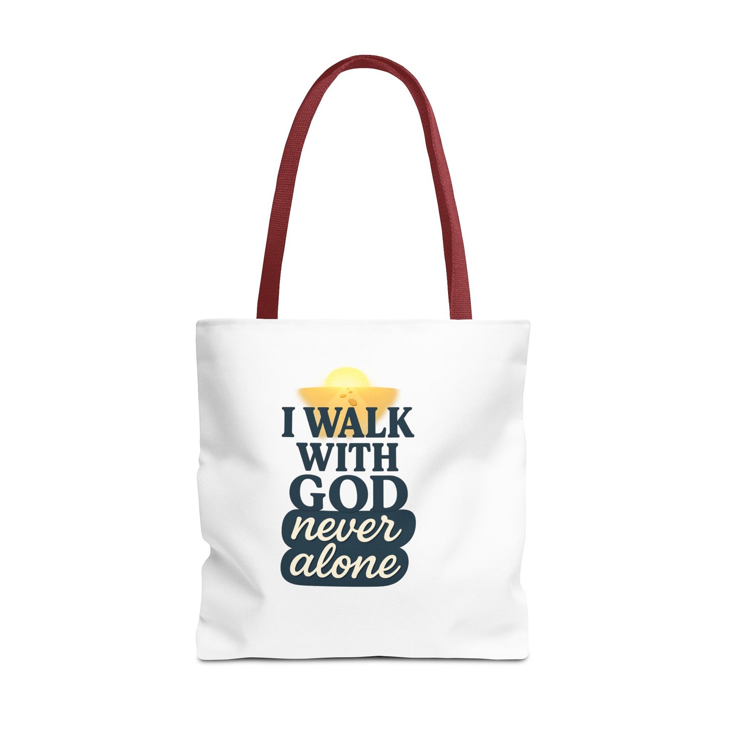 Inspirational Tote Bag - I Walk with God Never Alone, Faith Gift, Motivational Bag, Scripture Tote, Church Accessory, Christian Merchandise