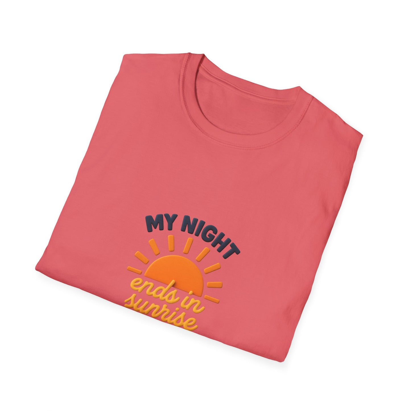 My Night Ends in Sunrise T-Shirt – Inspirational Unisex Softstyle® Tee for Hope, Comfort & Everyday Wear
