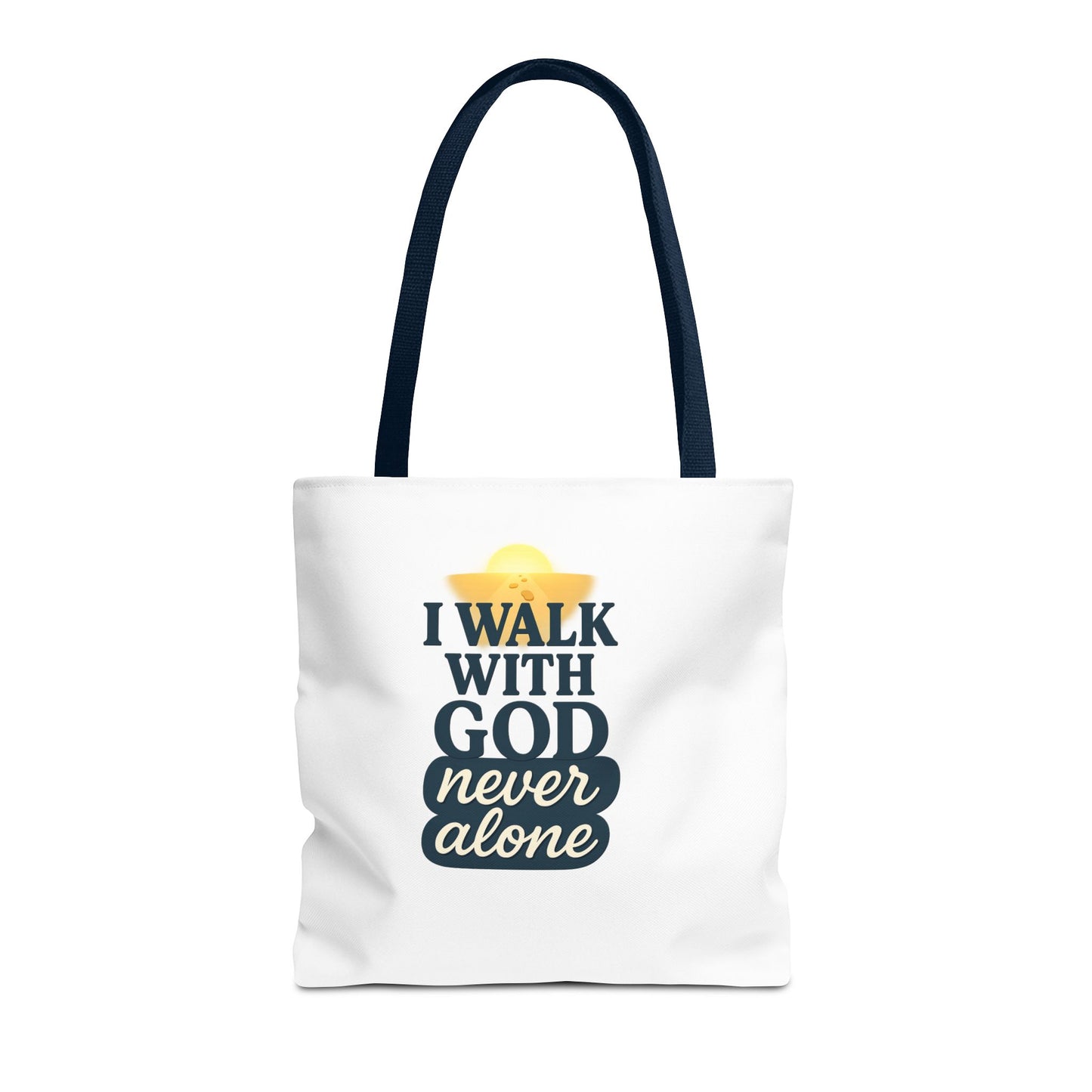 Inspirational Tote Bag - I Walk with God Never Alone, Faith Gift, Motivational Bag, Scripture Tote, Church Accessory, Christian Merchandise