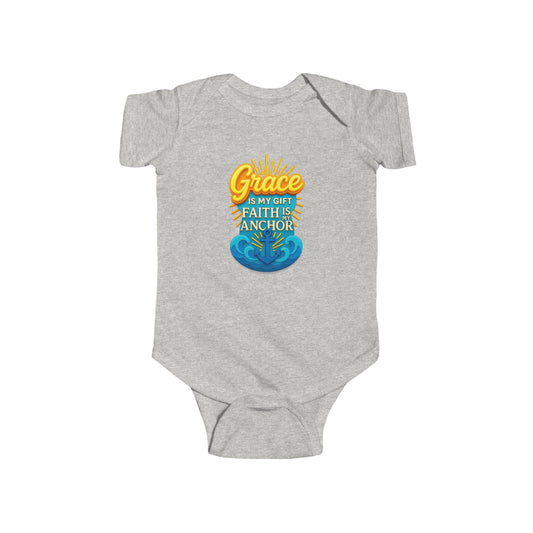 Baby Bodysuit • "Grace is My Gift, Faith is My Anchor" Christian Baby Onesie
