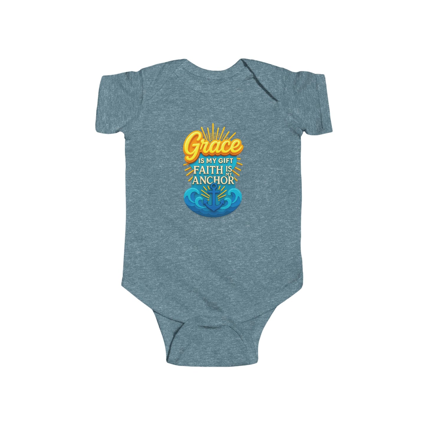 Baby Bodysuit • "Grace is My Gift, Faith is My Anchor" Christian Baby Onesie