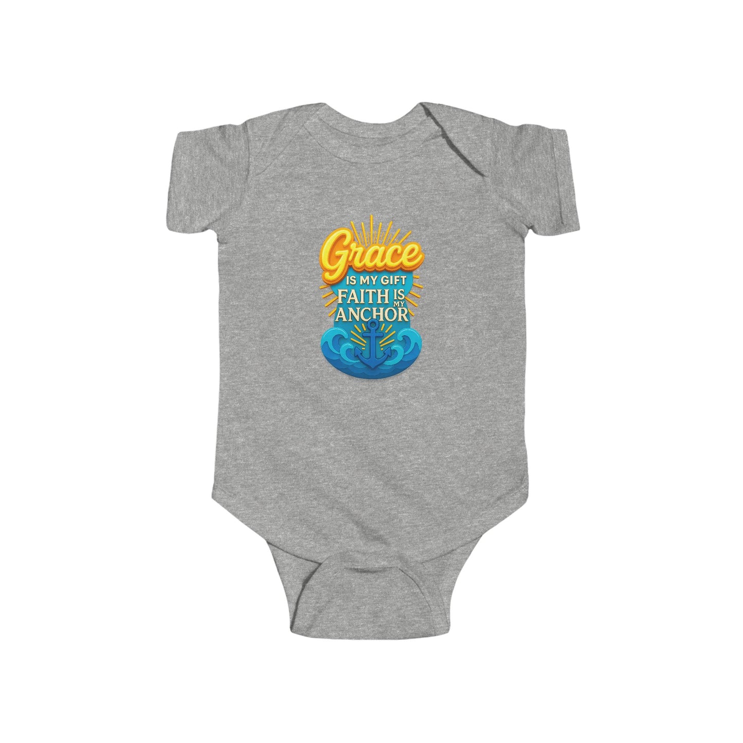 Baby Bodysuit • "Grace is My Gift, Faith is My Anchor" Christian Baby Onesie