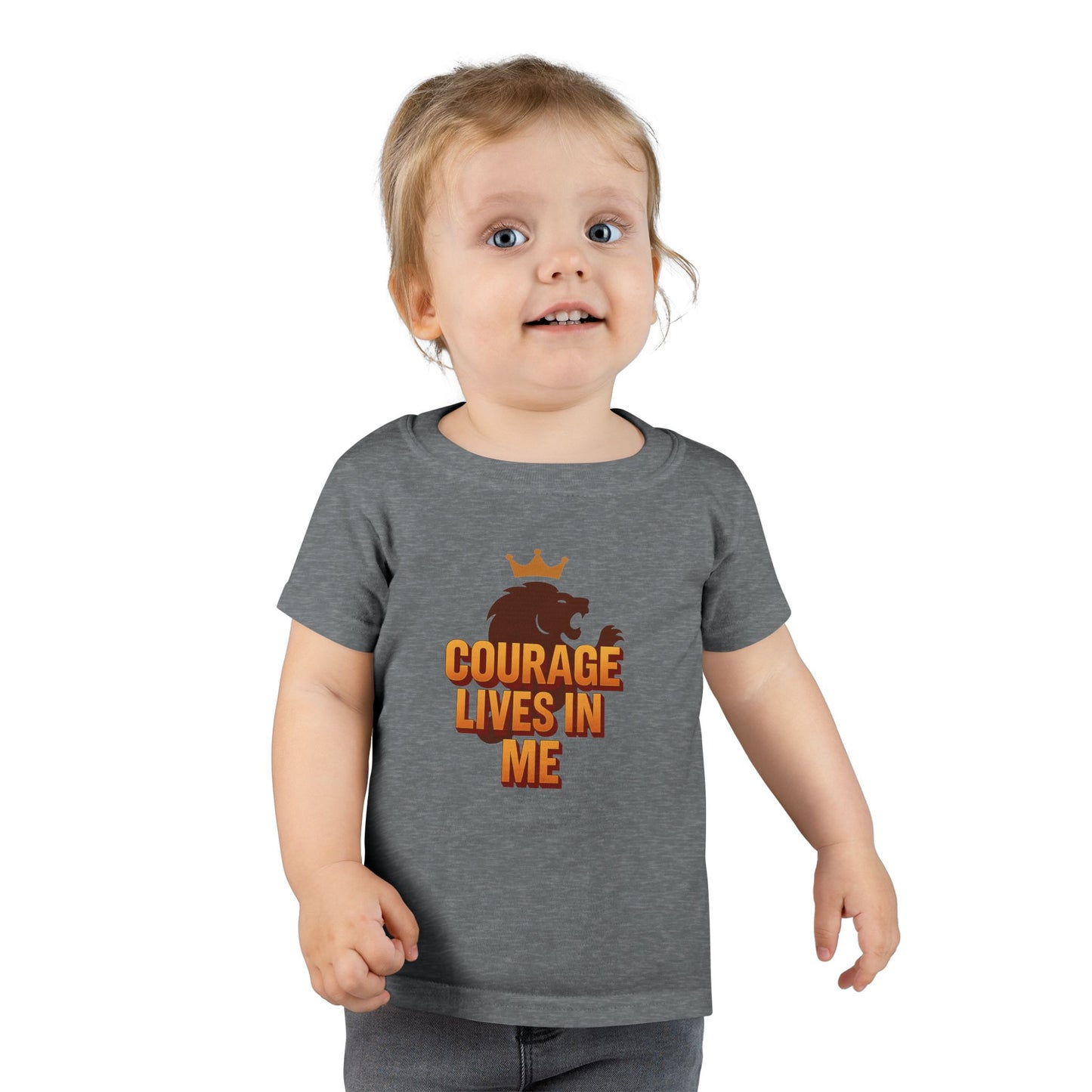 Toddler T-Shirt — "Courage Lives in Me" Lion Crown Graphic